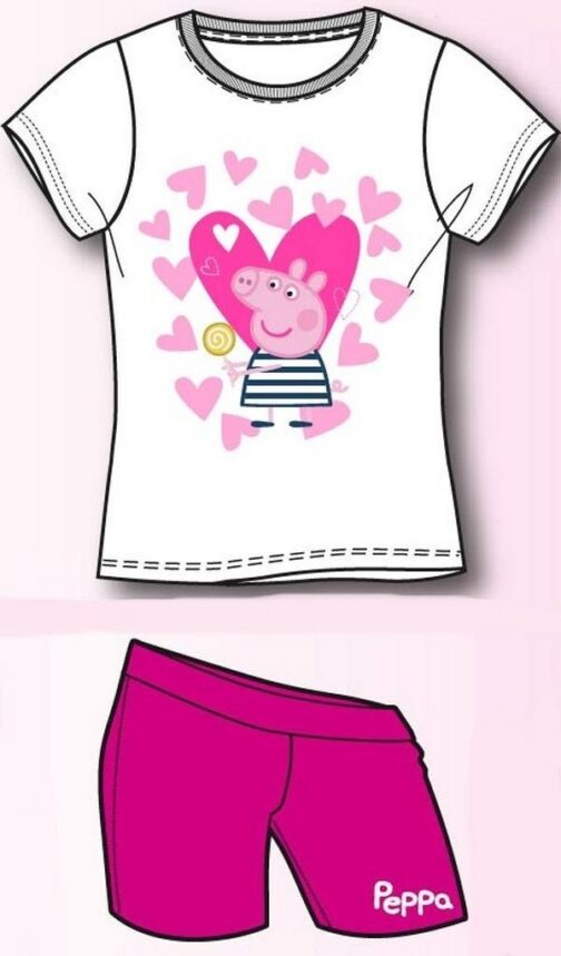 Completo Peppa Pig T-shirt "Cuori" & Shorts