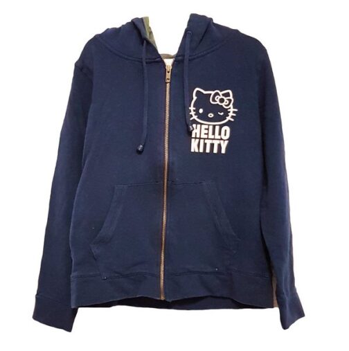 Felpa blu con cappuccio e zip Hello Kitty