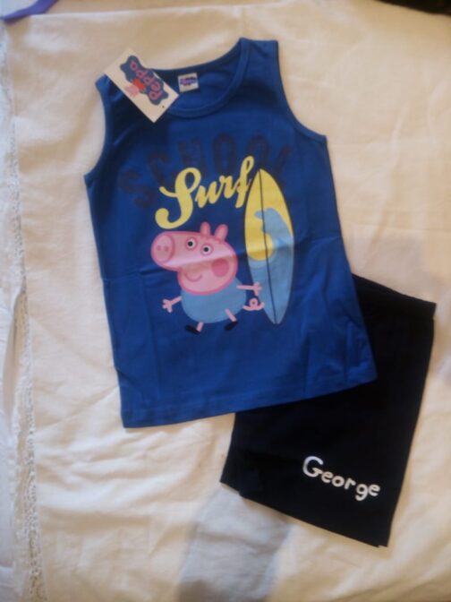 Completo canotta Peppa Pig "George e il Surf"