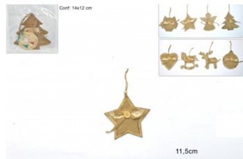 Set da 24 appendini in legno per albero di Natale. Color Oro.