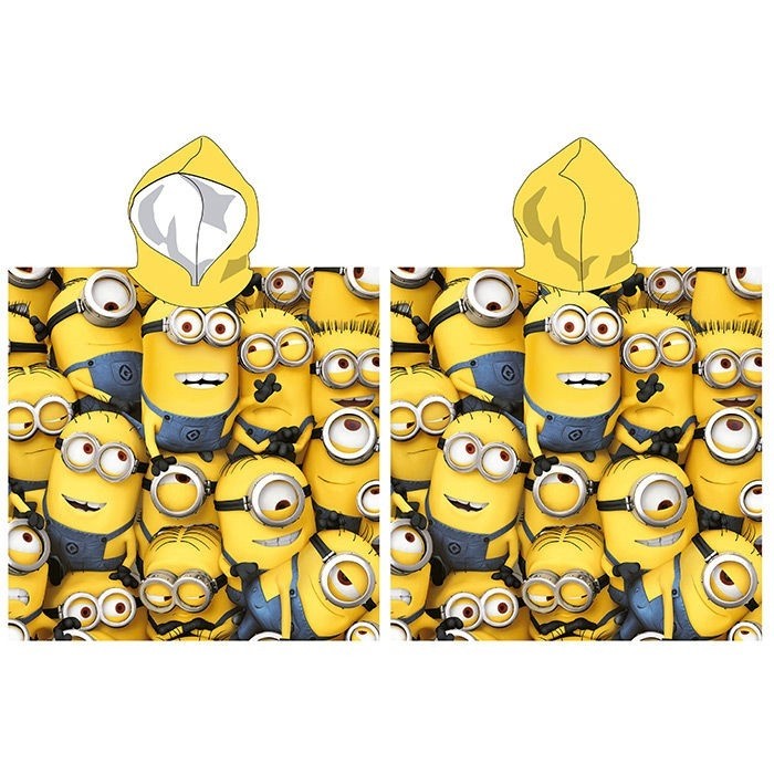 Poncho Mare Accappatoio 50x100-100% Cotone Minions Giallo 