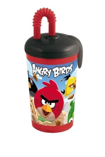 Bicchiere con cannuccia Angry Birds