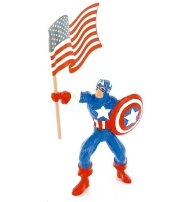Personaggio Capitan America con scudo e bandiera