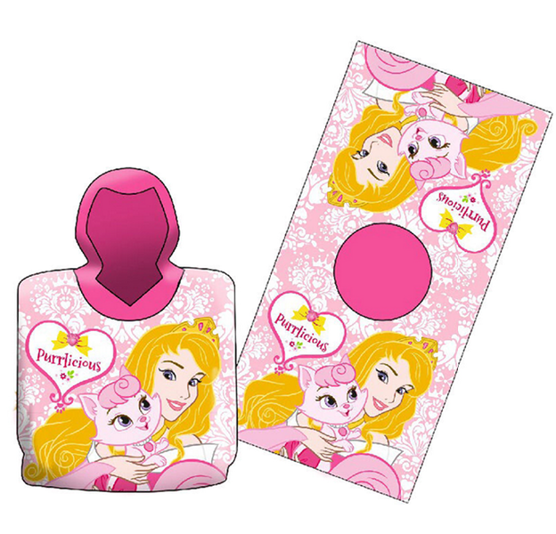 Accappatoio bambina con cappuccio Disney Principesse rosa