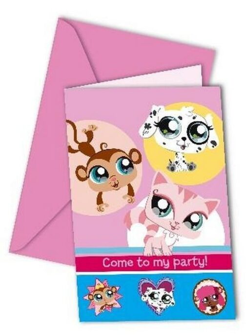 Confezione 6 inviti festa Littlest Pet Shop