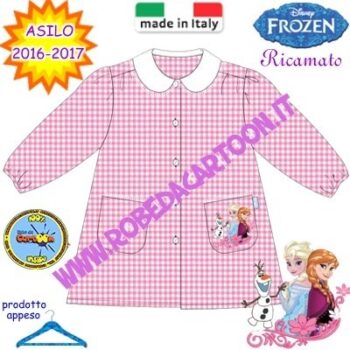 Grembiule asilo Disney Frozen rosa quadrettato