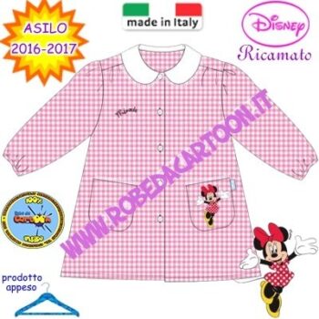 Grembiule asilo Disney Minnie rosa quadrettato