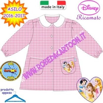 Grembiule asilo Disney Princess rosa quadrettato