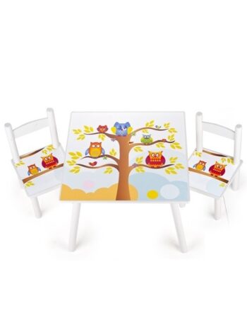 Set tavolo e 2 sedie Gufi