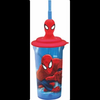 Bicchiere 3D con cannuccia Spiderman