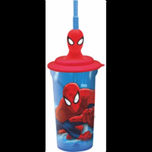 Bicchiere 3D con cannuccia Spiderman