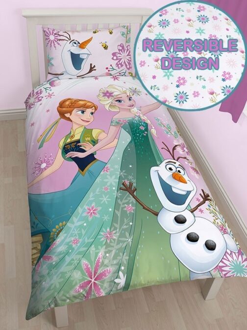 Parure copripiumino singolo double-face Disney Frozen Fever