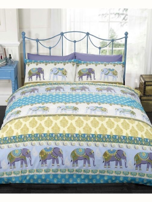 Parure copripiumino letto singolo Jaipur Elephant Blu