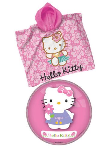 Set palla e accappatoio poncho Hello Kitty