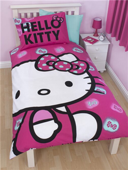 Parure copripiumino singolo reversibile Hello Kitty Fiocchi