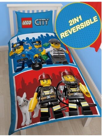 Parure copripiumino singola reversibile Lego City Heroes