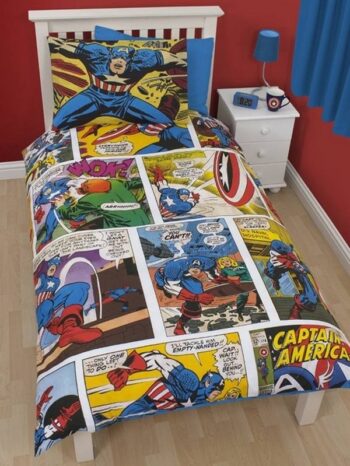 Parure copripiumino singolo reversibile Marvel Heroes Capitan America