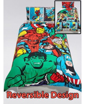 Parure copripiumino letto singolo Super Eroi Marvel Reversibile 2 in 1 - 100% cotone