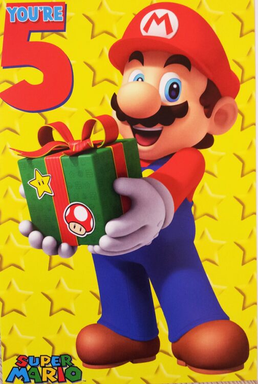Biglietto Auguri XL Super Mario 5 anni