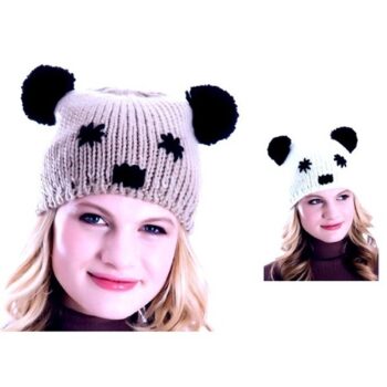 Berretto donna in maglia con orecchie "Panda"