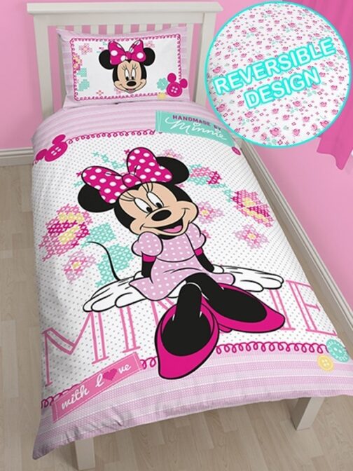 Parure Copripiumino singolo double-face Minnie Punto Croce