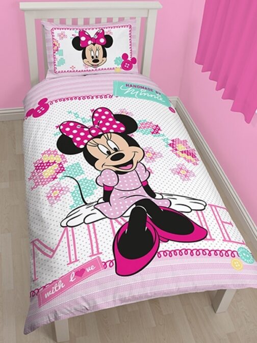 Parure Copripiumino singolo double-face Minnie Punto Croce