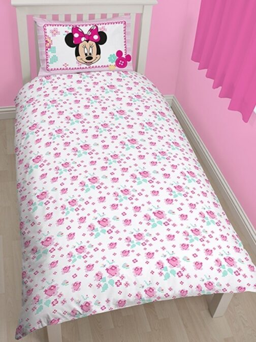 Parure Copripiumino singolo double-face Minnie Punto Croce