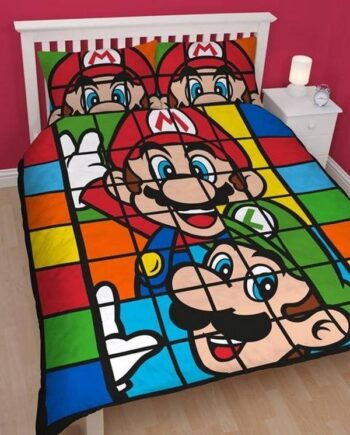 Parure copripiumino matrimoniale reversibile Mario e Luigi