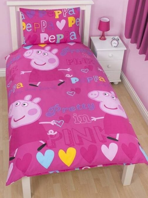 Parure copripiumino singolo reversibile Peppa Pig Fucsia