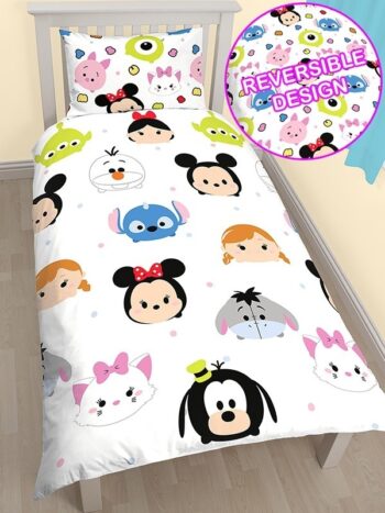 Parure Copripiumino singolo double-face Disney Tsum-Tsum