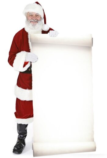 Babbo Natale con un grande cartello sagoma 180 cm H