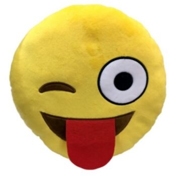 Cuscino peluche Emoji "Occhiolino e linguaccia"