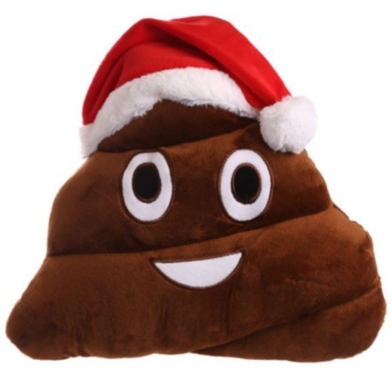 Cuscino Peluche Emoji Cacca Sorridente Versione Natalizia -Pe