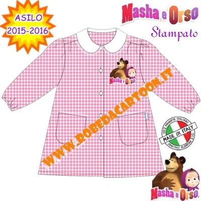 D&Vlab Grembiule Bimba Asilo Scuola Materna A Quadretti Rosa Personalizzato Con Nome Ricamato E Coccinella, Made In Italy