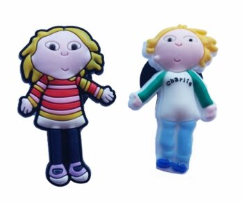 Set 2 Jibbitz per Crocs Charlie e Lola