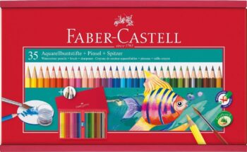 Valigetta in legno con 35 matite Faber-Castell