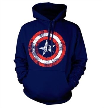 Captain America Distressed Shield Felpa con Berrettopuccio