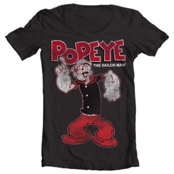 Popeye Distressed Sailor Man T-shirt collo largo