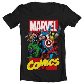 Marvel Comics Heroes T-shirt collo largo