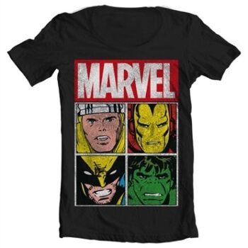 Marvel Distressed Characters T-shirt collo largo