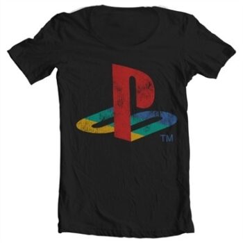 Playstation Distressed Logo T-shirt collo largo