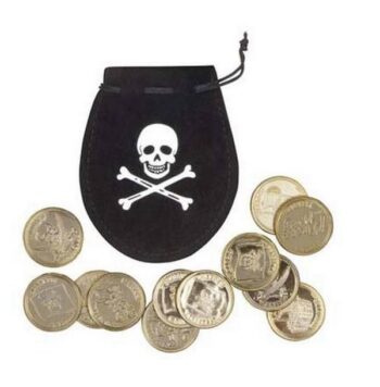 Sacchetto in tessuto con monete Pirati
