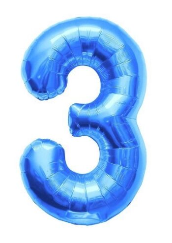 Maxi Palloncino mylar Numero 3 Azzurro 86 cm