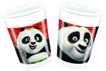 Confezione 8 bicchieri in plastica Kung-Fu Panda