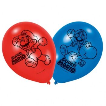 Confezione 6 palloncini in lattice Super Mario