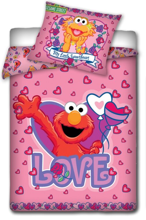 Parure copripiumino lettino con sponde rosa Elmo Sesame Street