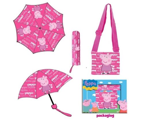 Set Ombrello con fodero e borsetta Peppa Pig Heart