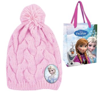 Berretto in maglia a treccia con bustina regalo Disney Frozen