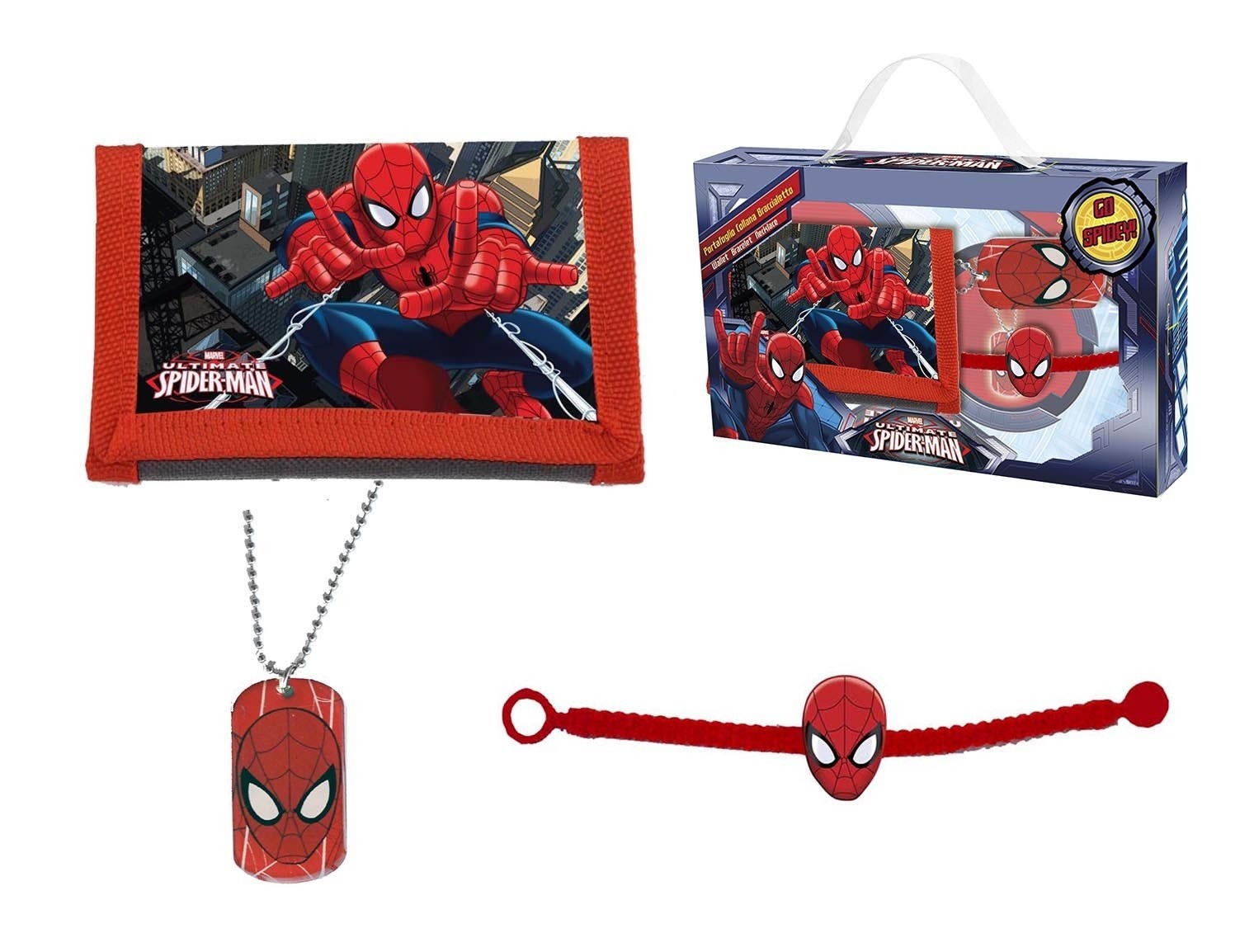 Set Regalo Portafogli Collana E Braccialetto Spiderman-Borse, Porta