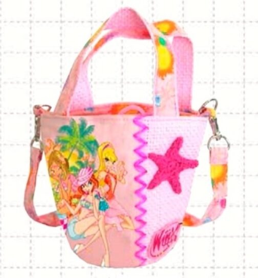 Borsa in paglia Winx rosa